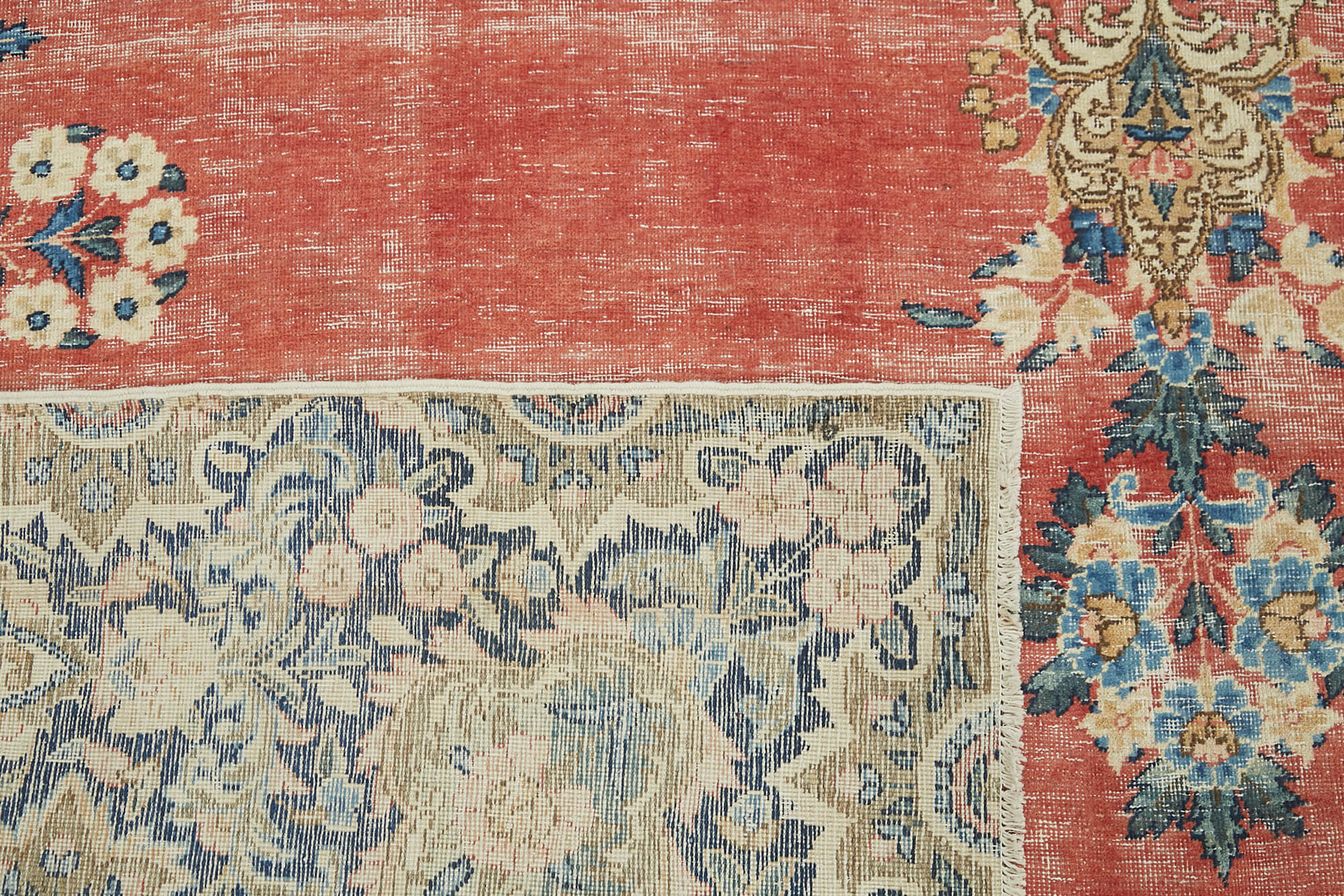 Handmade oriental unique 1980s 242 cm x 338 cm beige wool carpet