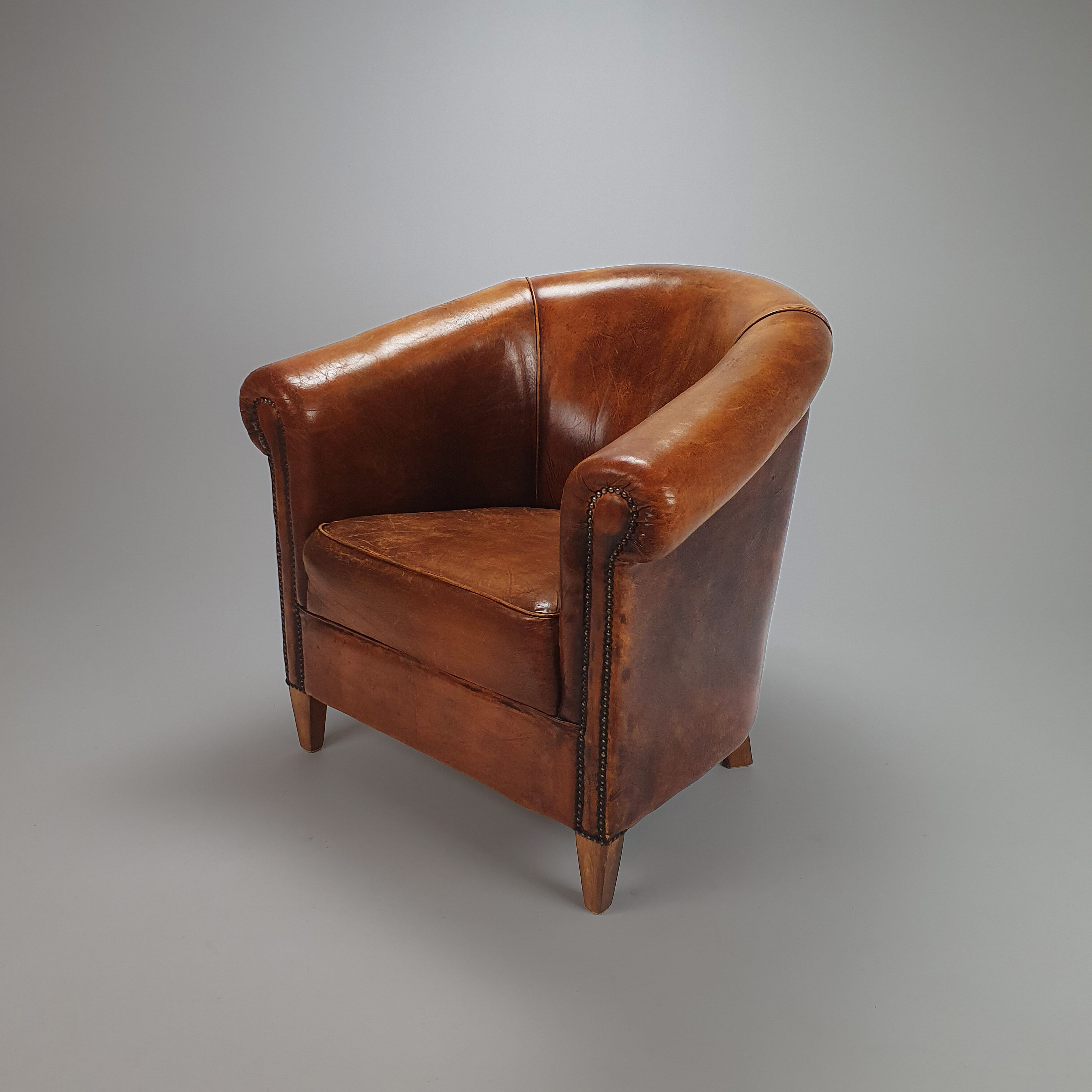 Vintage leather club chair, 1970s