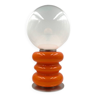 Lampe de table en verre de Murano orange Space Age,  années 1970