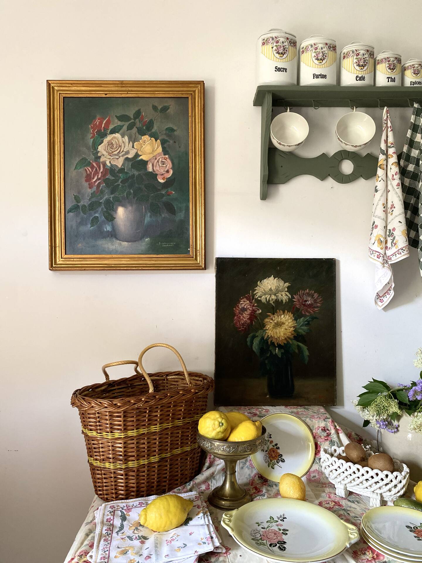 Old Painting "Still Life with Roses" – 1950