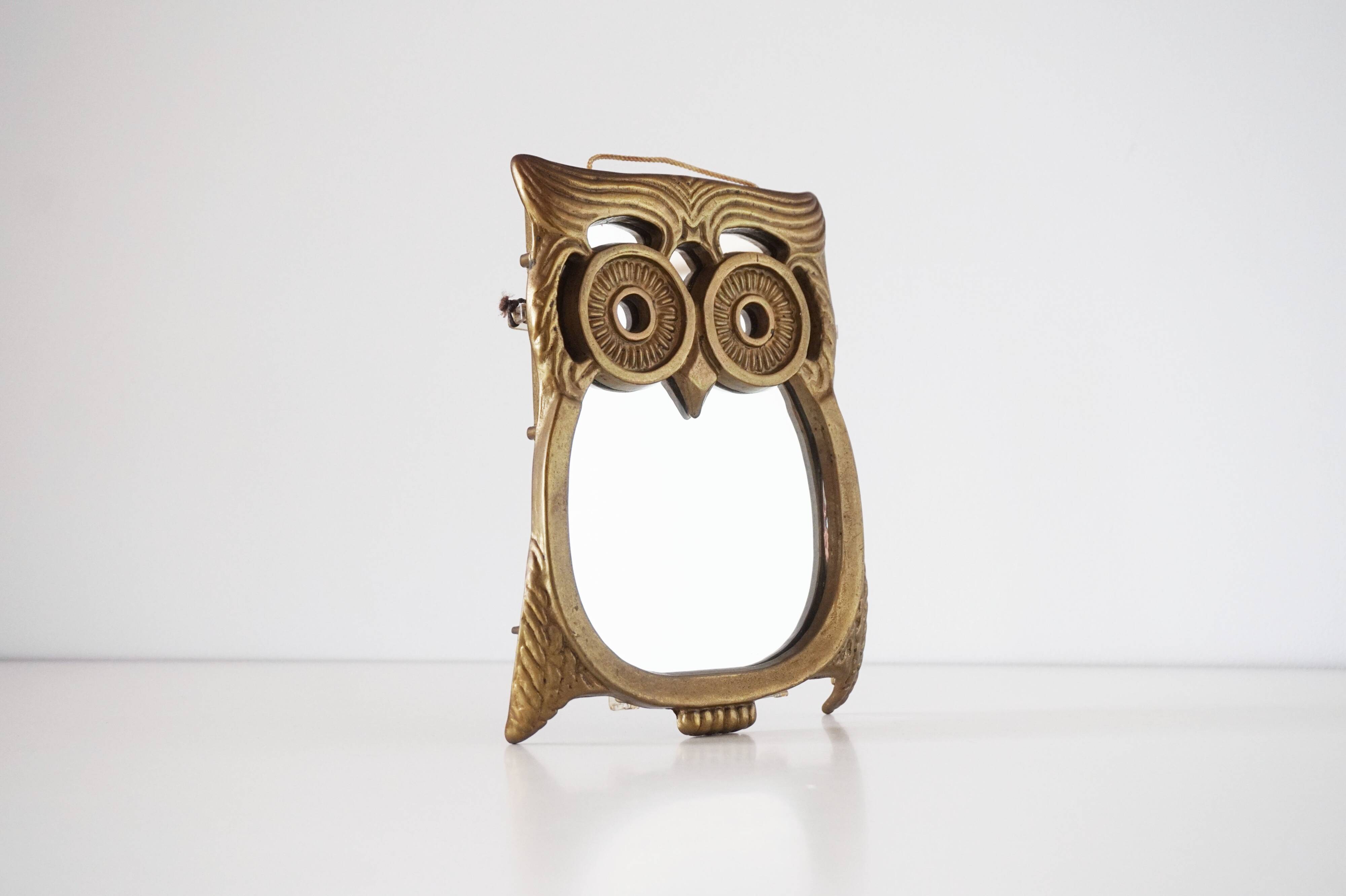 Brass owl mirror
