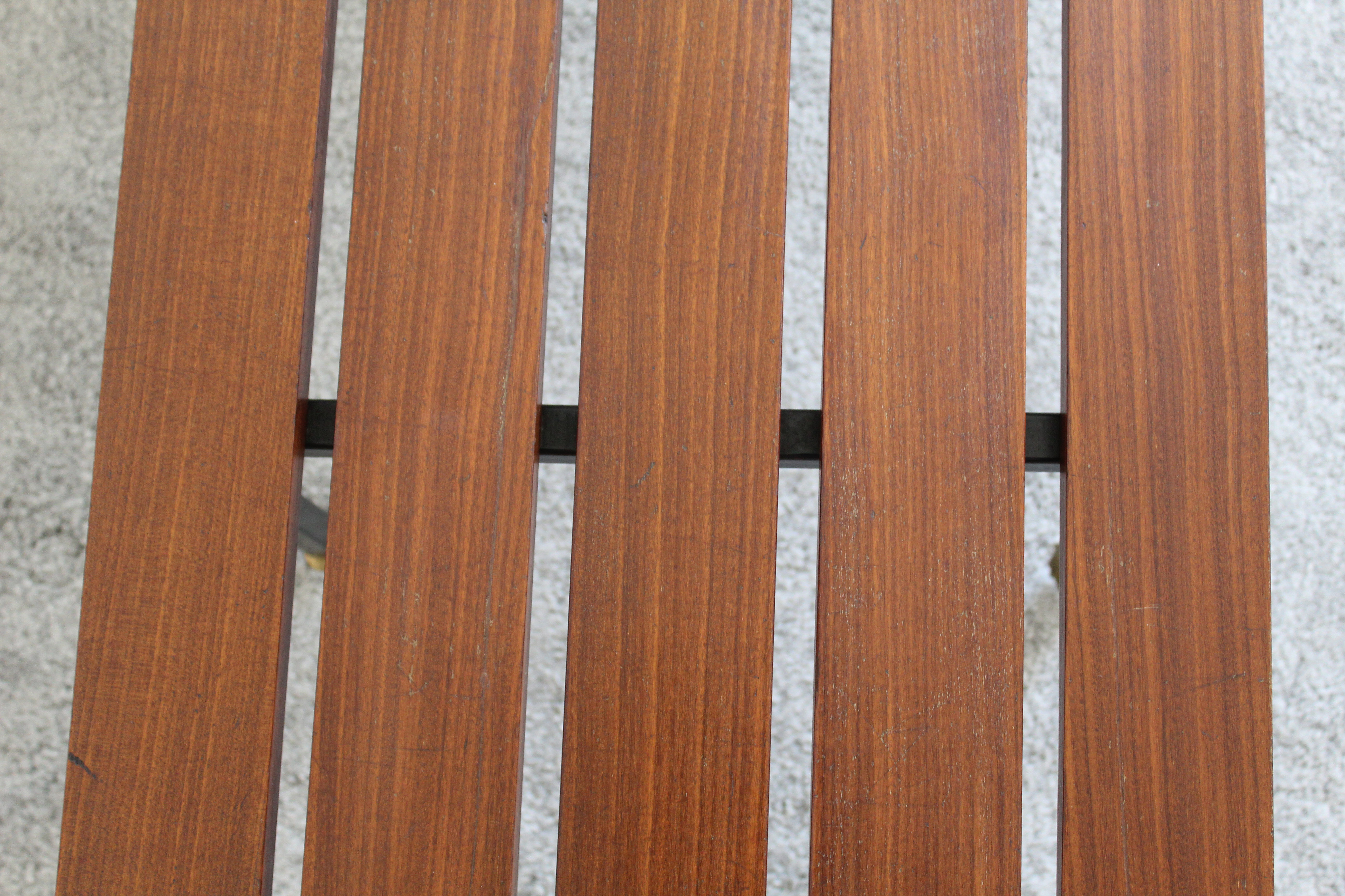 Rosewood and metal bench, Italy 1970s