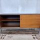 Enfilade 2 sliding doors in teak feet vintage chrome