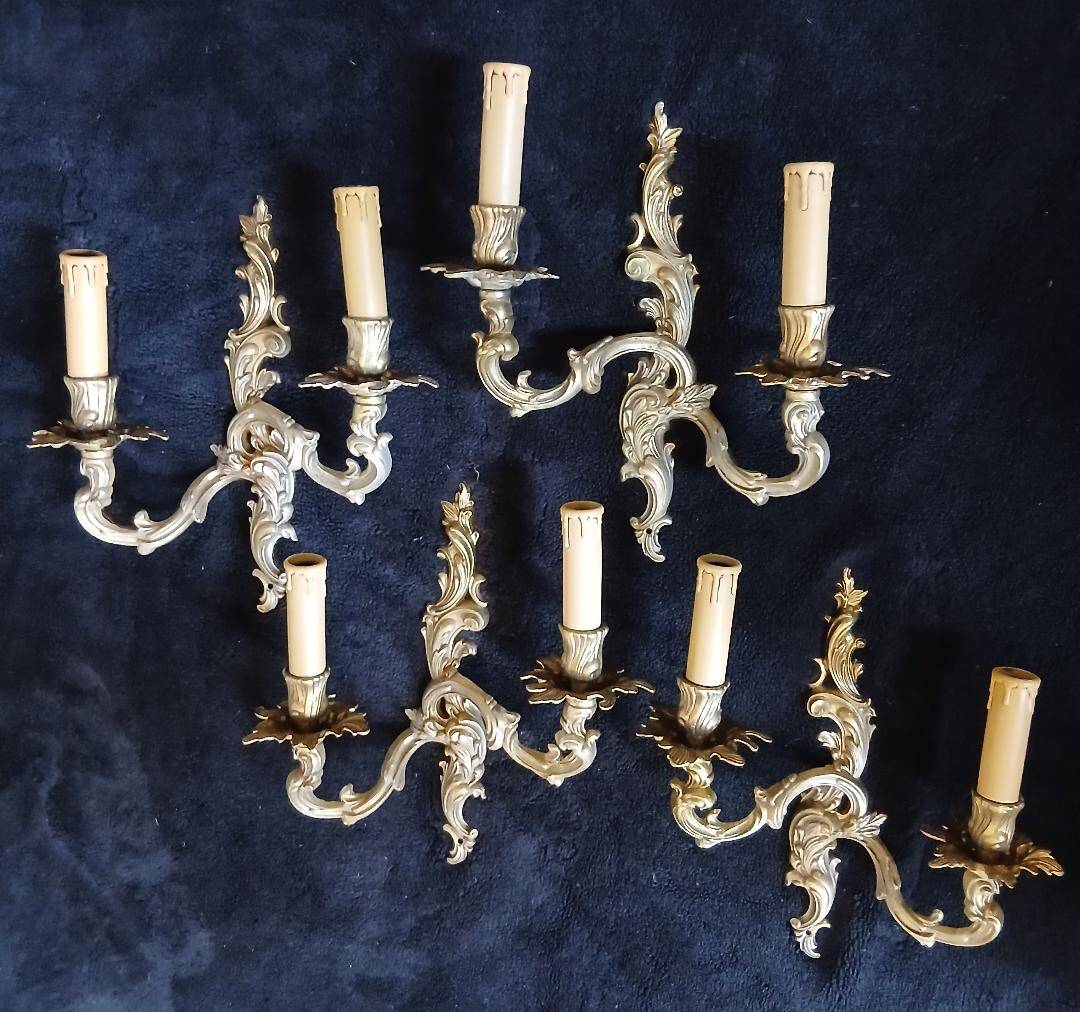 4 splendid wall sconces candle holders bronze Louis XVI XV style