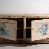 Ancien buffet blanc à motifs floraux (vers 1870)
