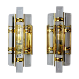 Pair of Venini wall lamps, cut glass, Murano, Italy, 1970