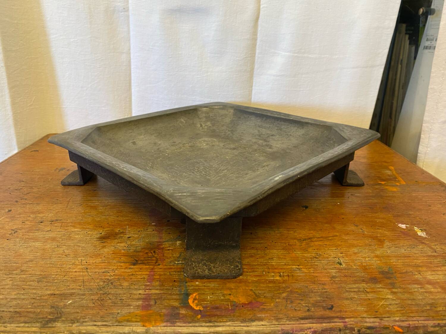 Antique Metal Centerpiece + Vintage Wrought Iron Stand