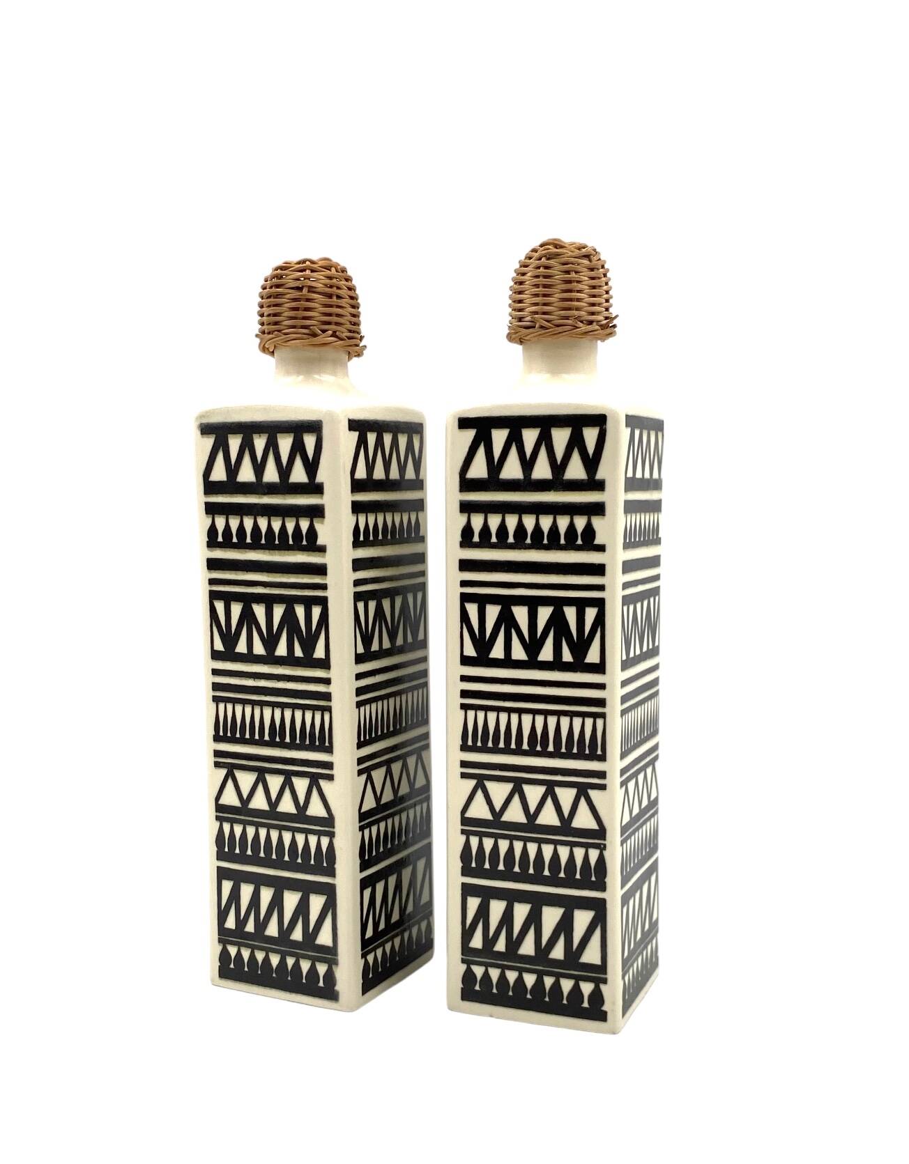 Mid-century set of 2 ceramic bottles, Staffel Limburg Germany, 1960s