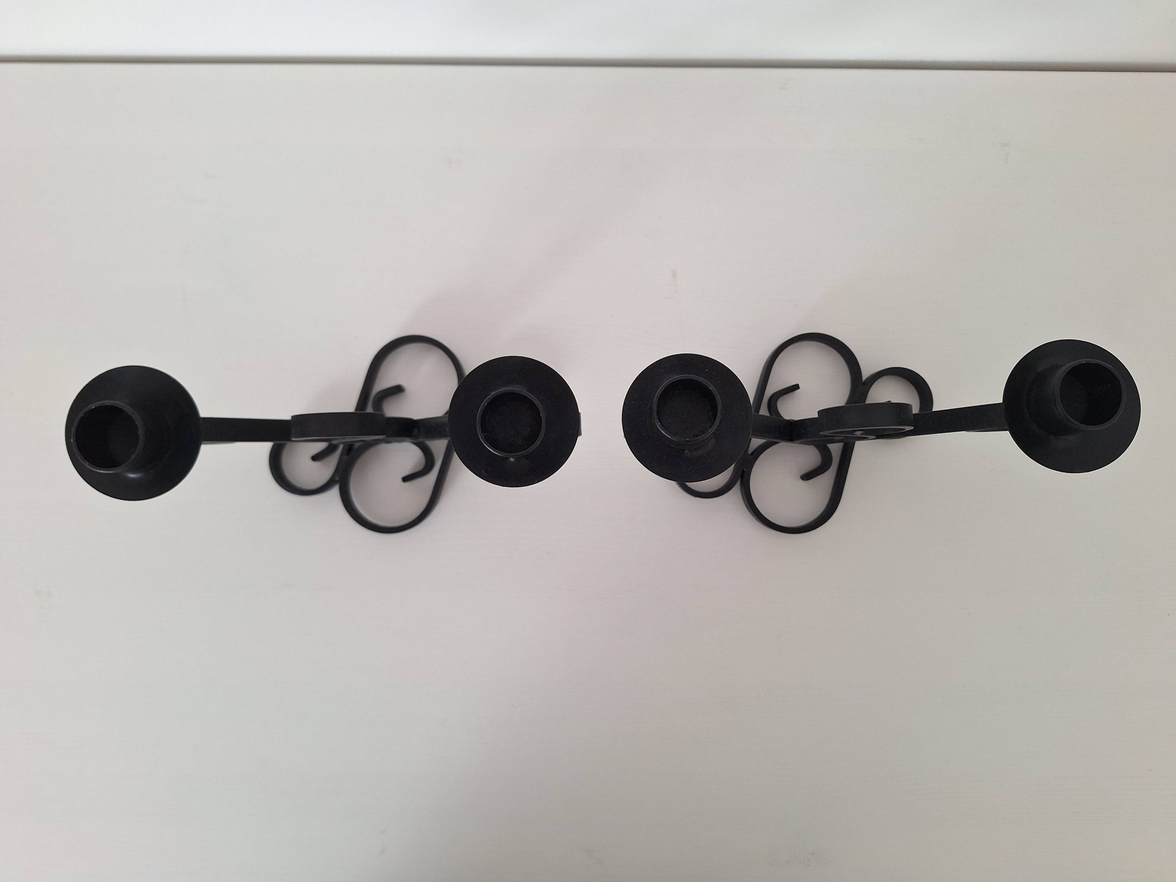 Vintage black wrought iron candlestick
