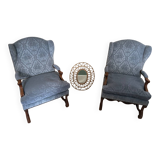 Pair of walnut armchairs - legs in sheep bone Louis XIII