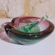 Ashtray with a green and fuchsia glass pestle, Murano Sommerso, 17x6cm