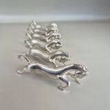 Set of 6 vintage silver metal knife rests - horse motif