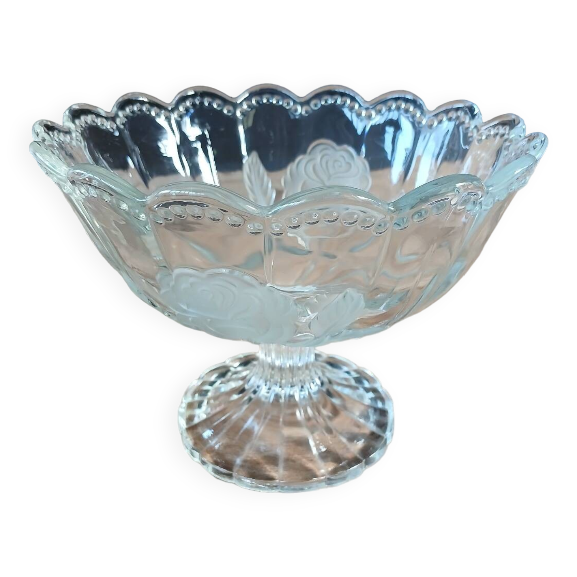 Antique glass fruit bowl