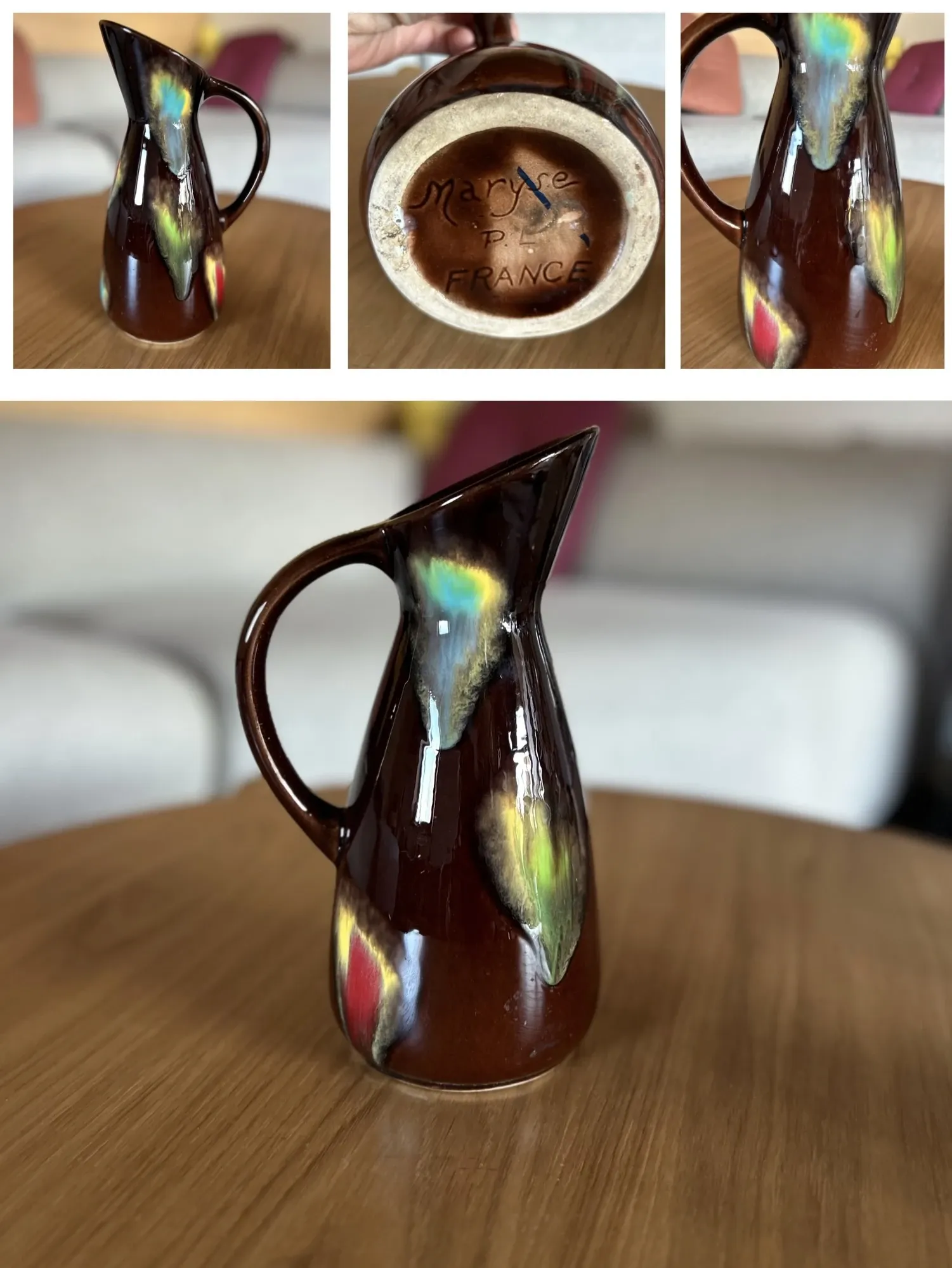 Vase / Ceramic jug Poët-Laval signed Maryse P.L. vintage 1960-1970