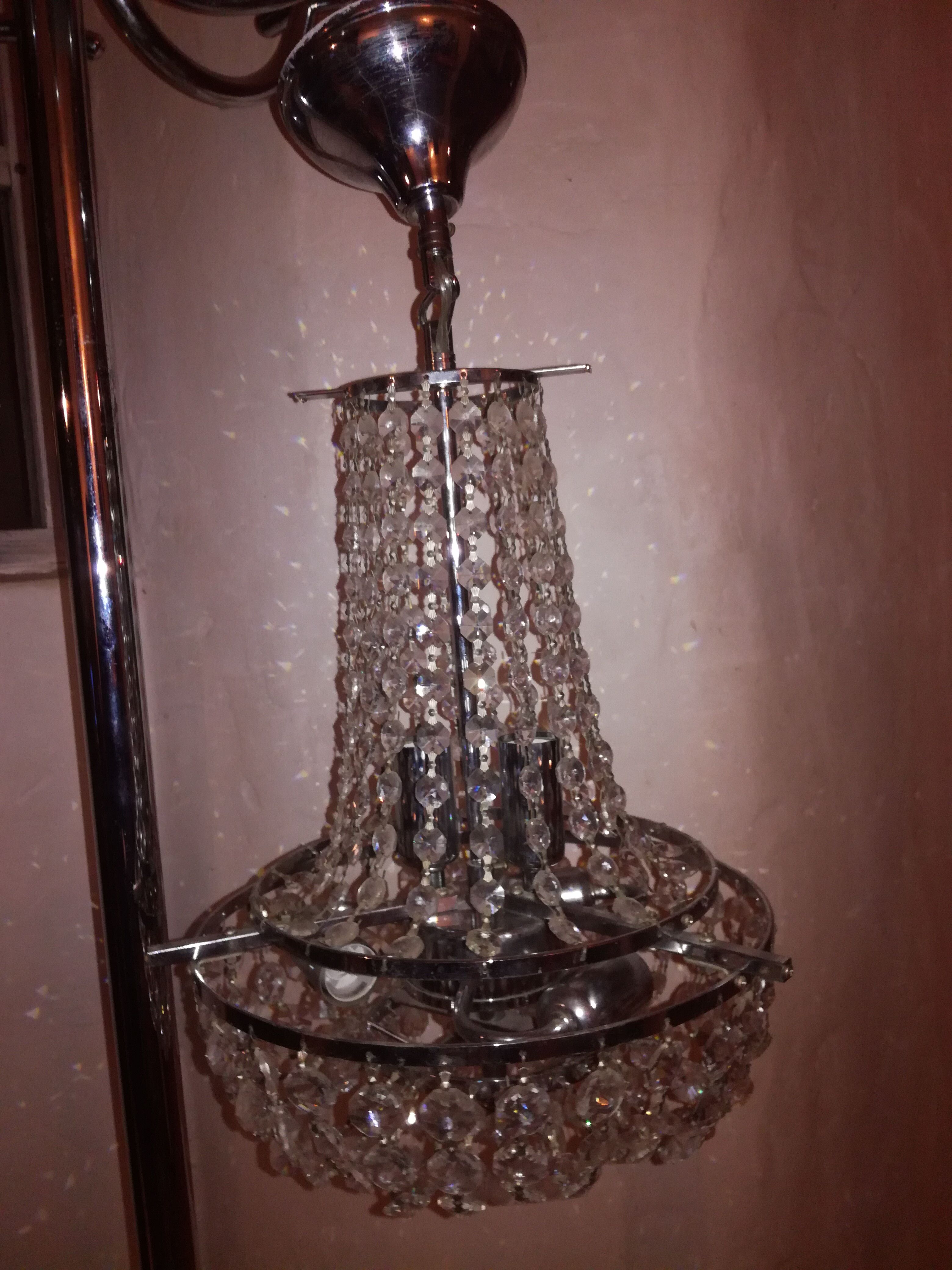 Lustre chromé à pampilles 70's