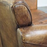 Charming 2-seater designer sofa made of sheep leather with a rustic look