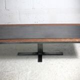Coffee table, ceramic and steel plates, circa 1960.