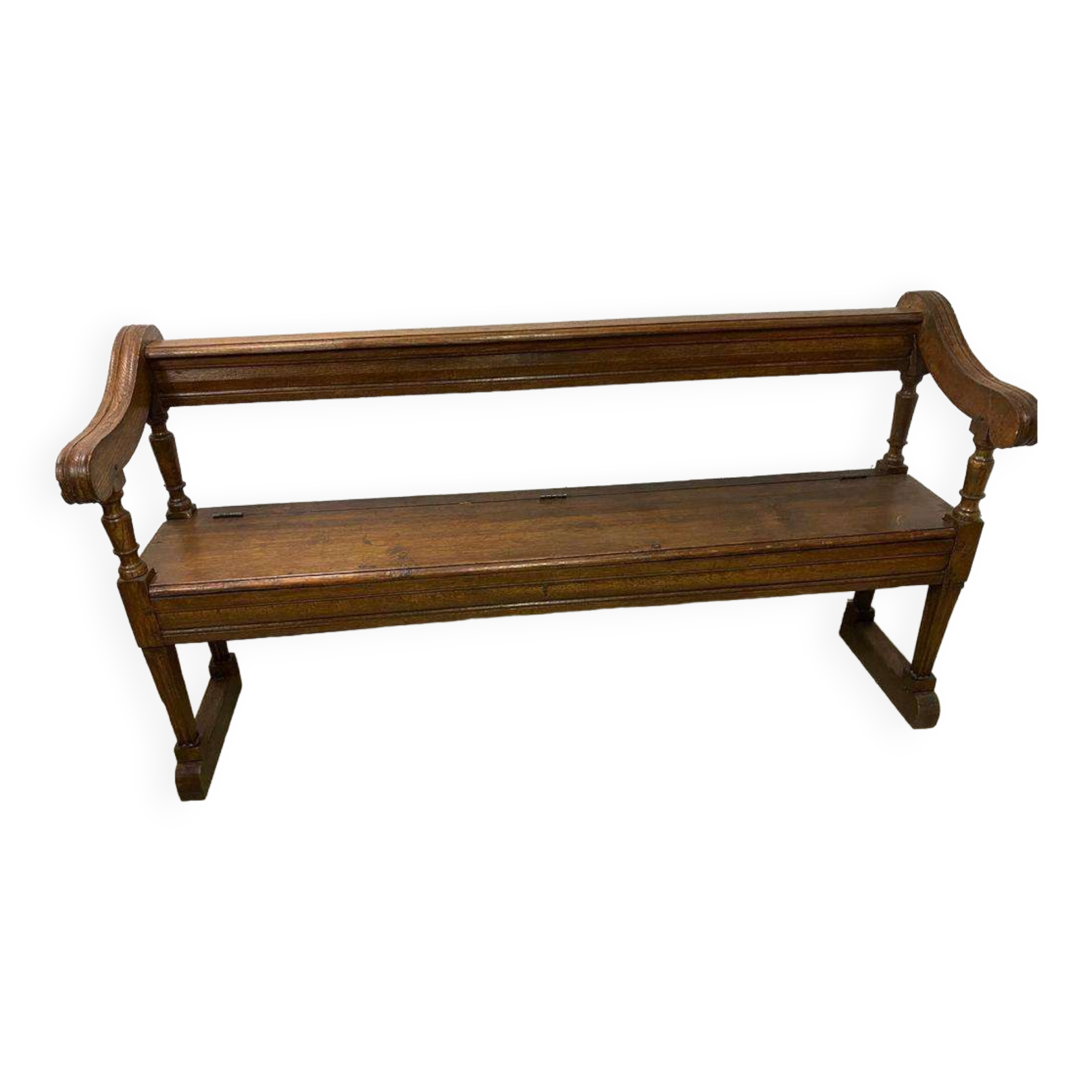 Antique wooden bench with pinned construction