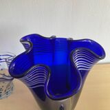 Trio of vintage blown glass handkerchief vases