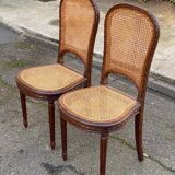 2 caned Louis XVI chairs from the 19th century