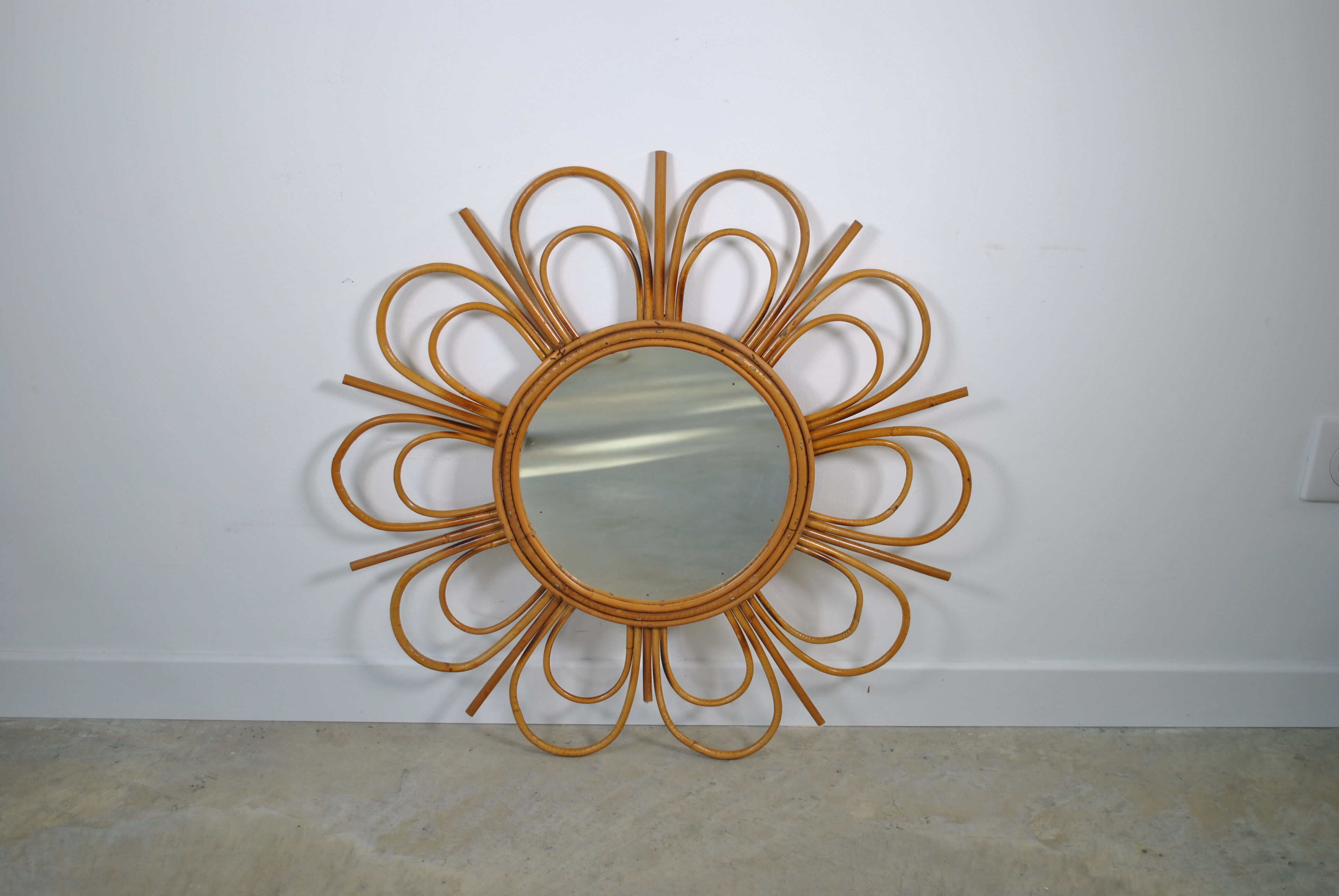 Rattan mirror 1960 58cm