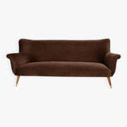 Magnificent vintage 1960s chocolate brown velvet sofa – unique piece.