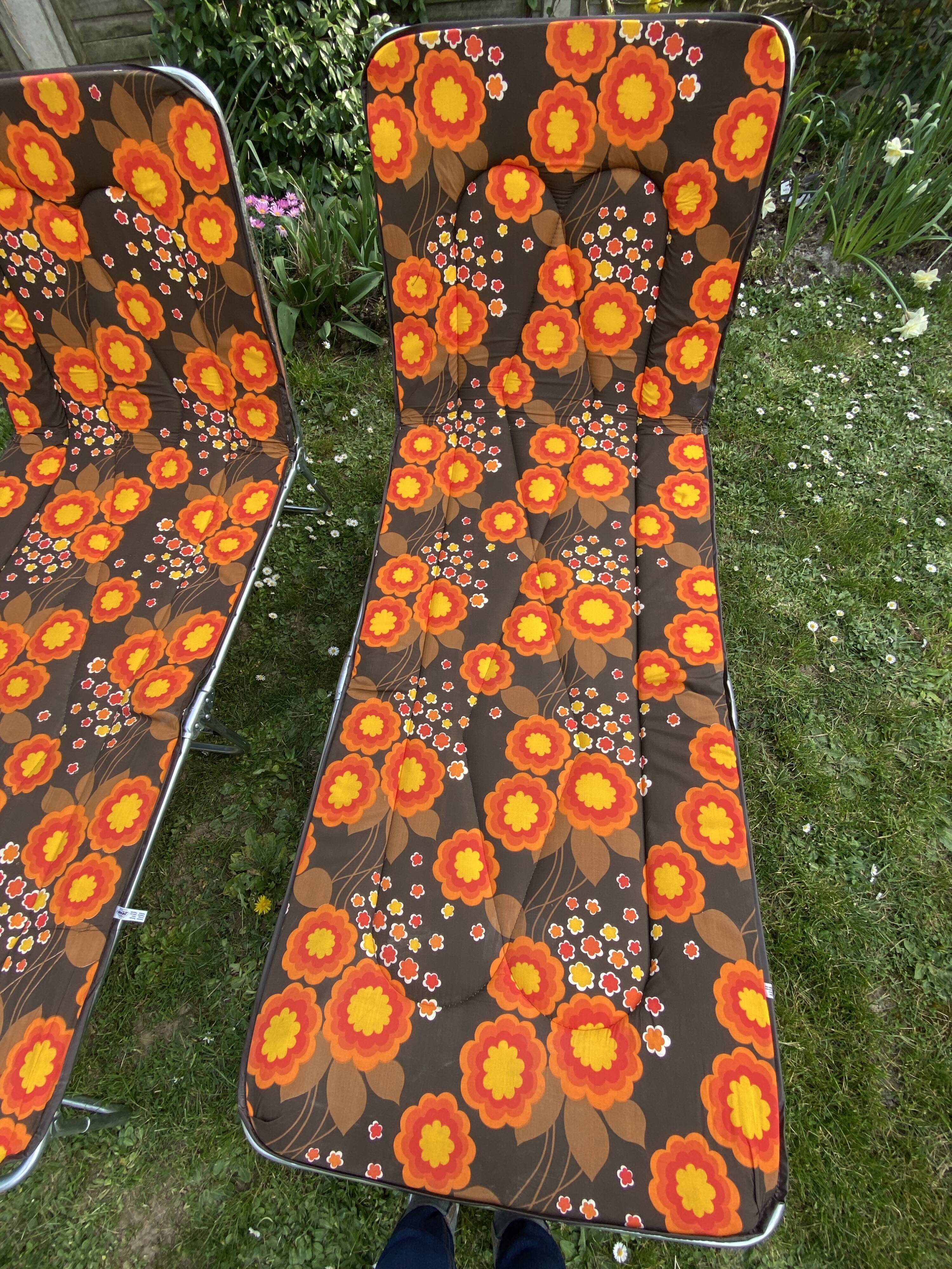 Pair of vintage sunbeds