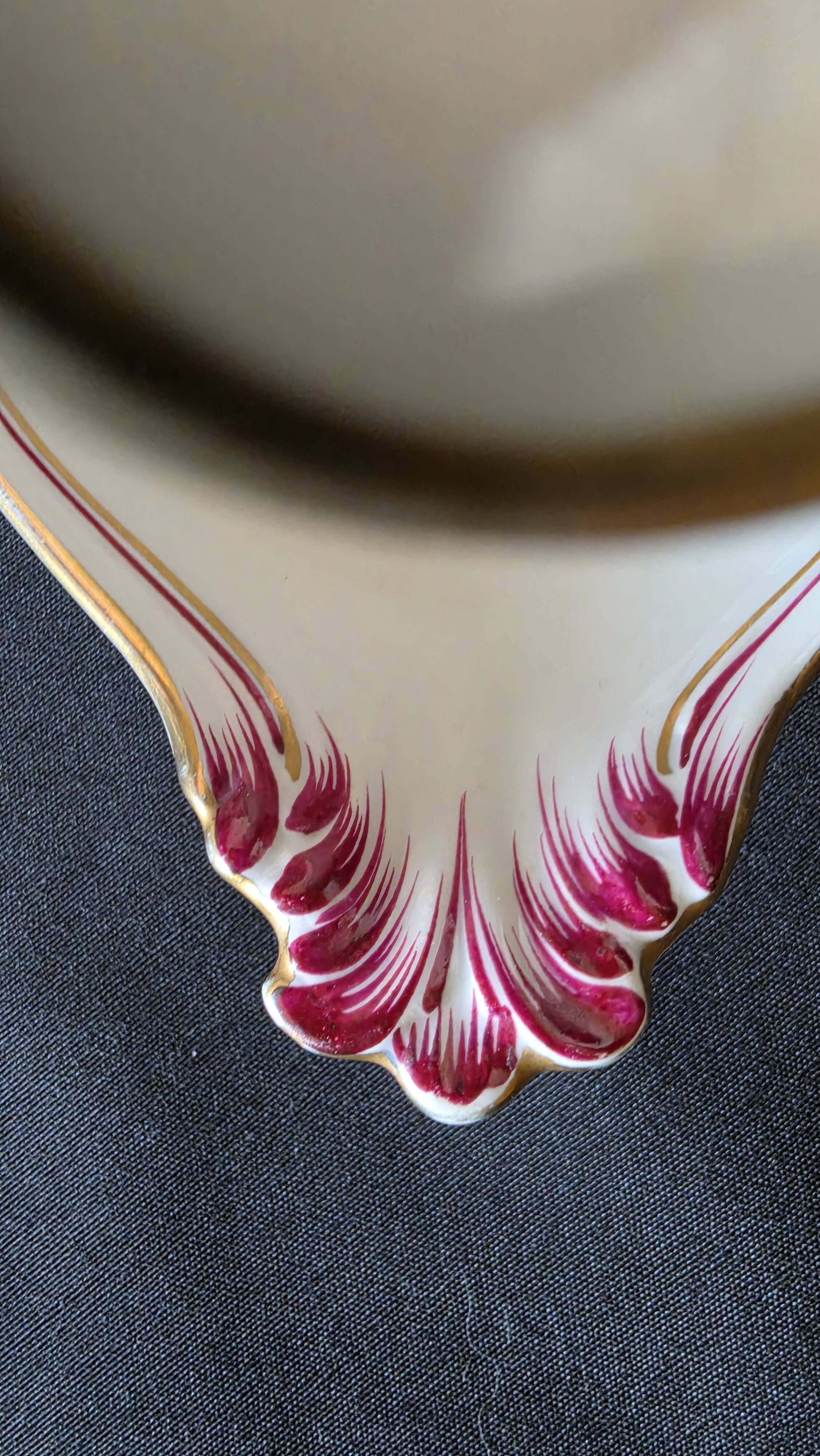 Antique sauce boat in fine earthenware from Sarreguemines, France, neo style.