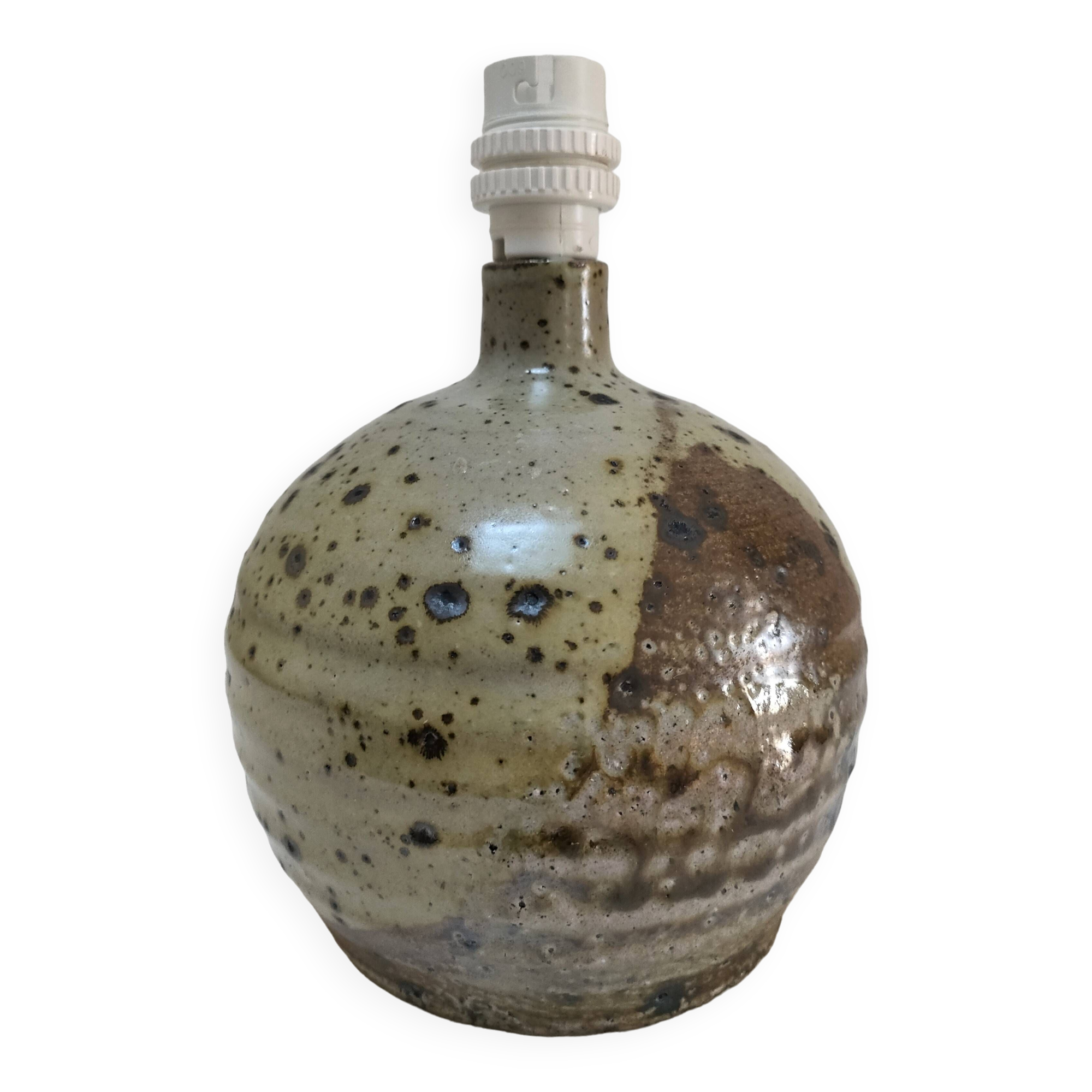 Gustave Tiffoche pyrite enamelled sandstone ball lamp base