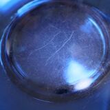 4 vintage blue tempered glass dinner plates Vereco France