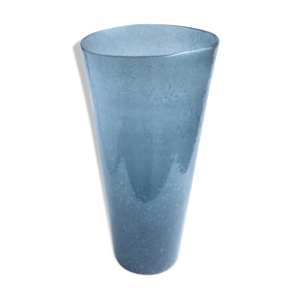 1960s midnight bubbled glass vase
