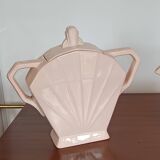 Saint Amand Art Deco earthenware creamer and sugar bowl