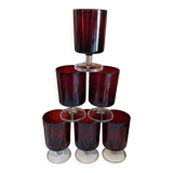 Vintage footed glasses Luminarc model Cavalier Ruby