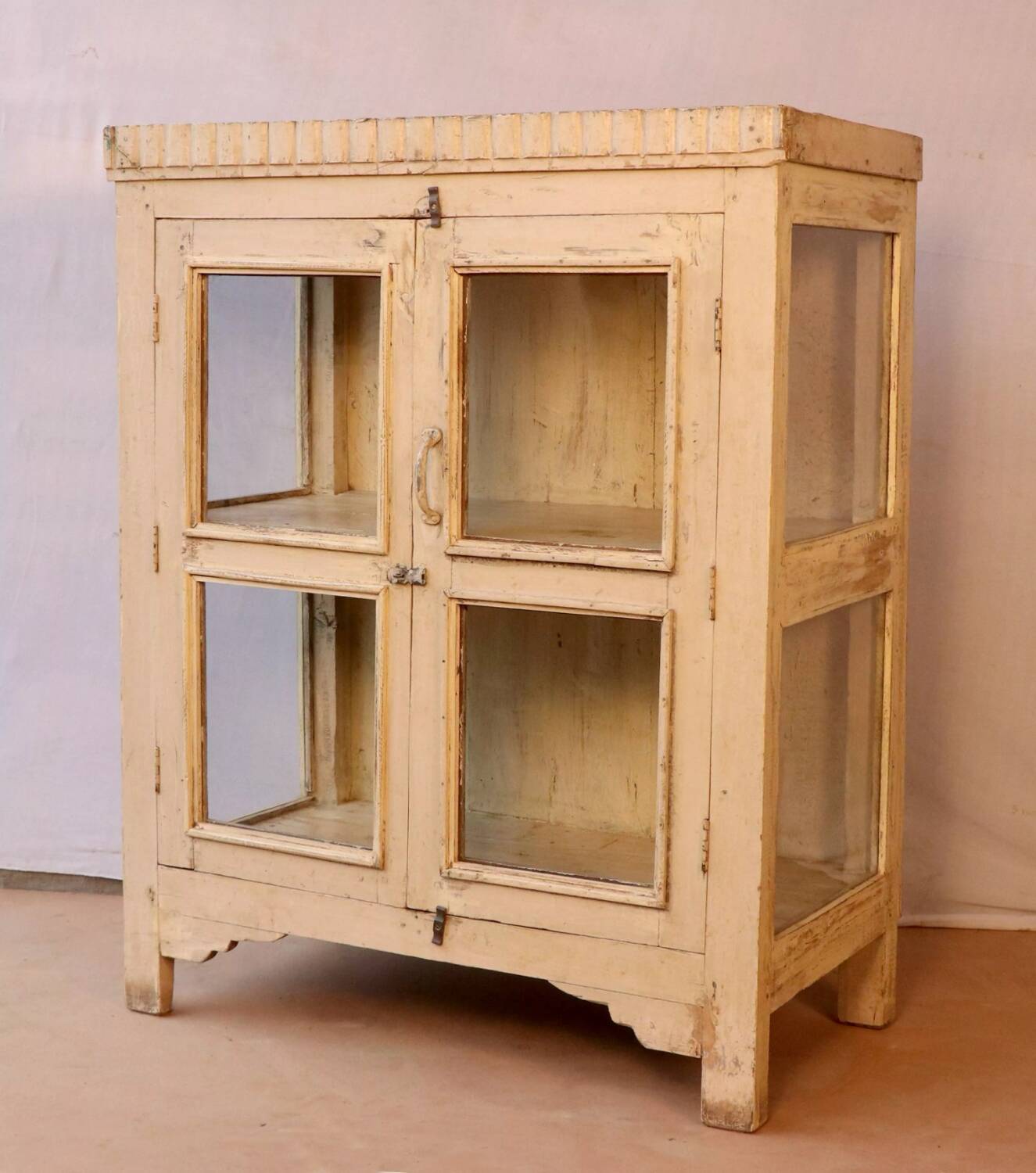 Art Deco cabinet in original ecru patinated Burmese teak.