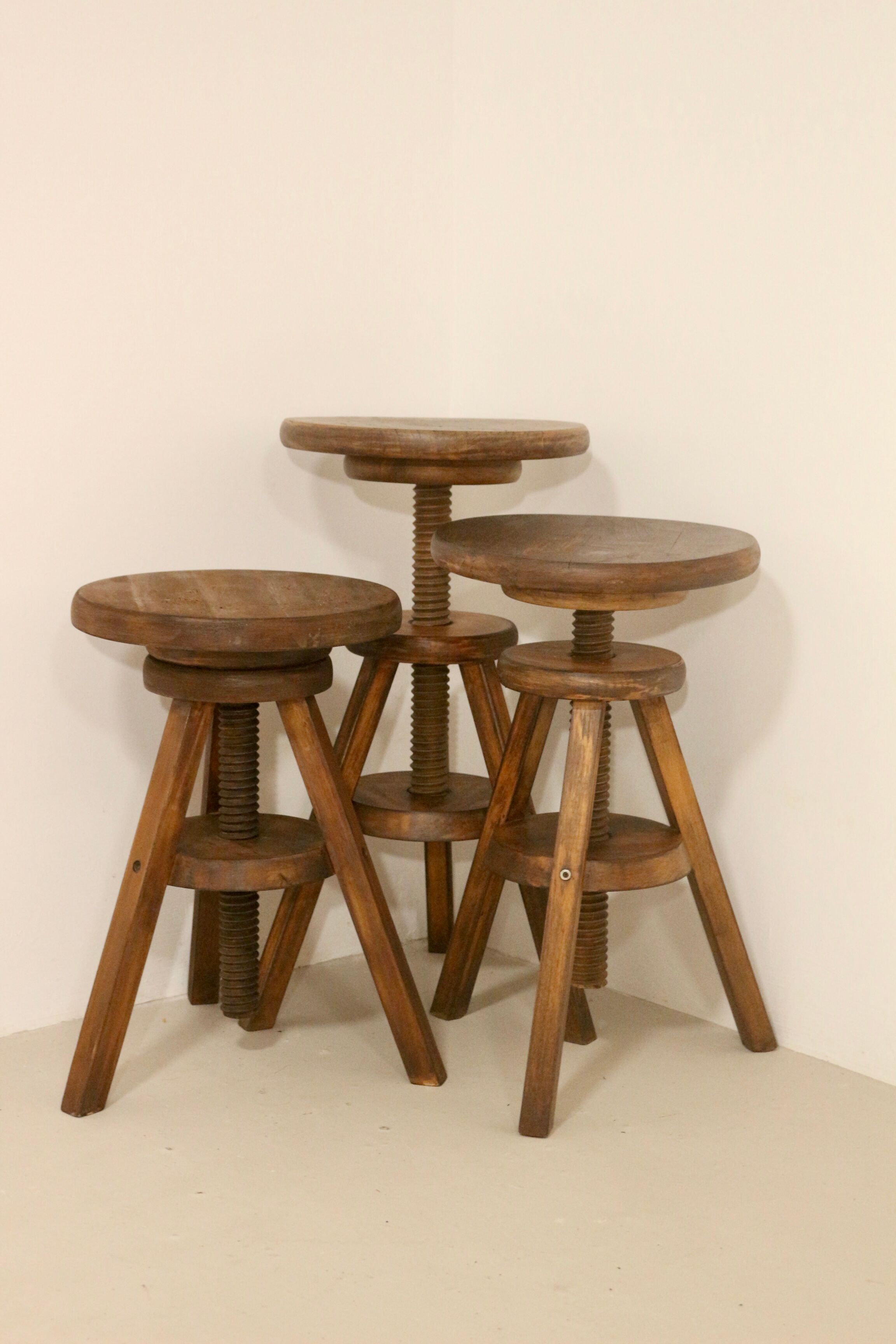 Set of 3 carpenter's screw stools