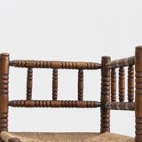 Vintage Bobbin bench with rush seat 1920s