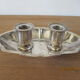 Double candle holder in silver metal signed Plasait years 30 - 40