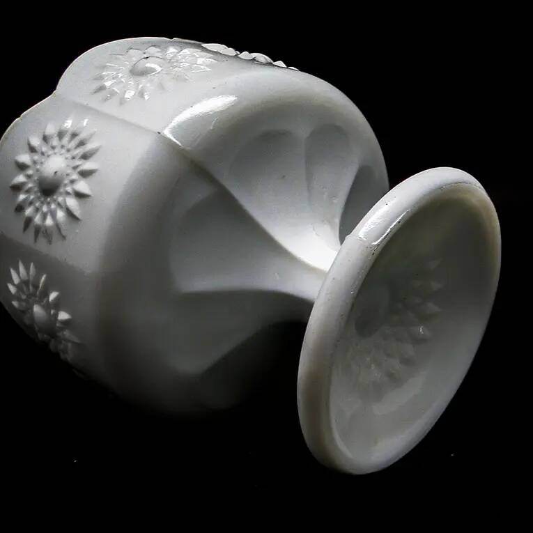 Sugar bowl postmodernism, pressed glass, Ząbkowice, Poland, 1970s