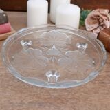 Plateau décoratif rond en verre avec motif de feuilles