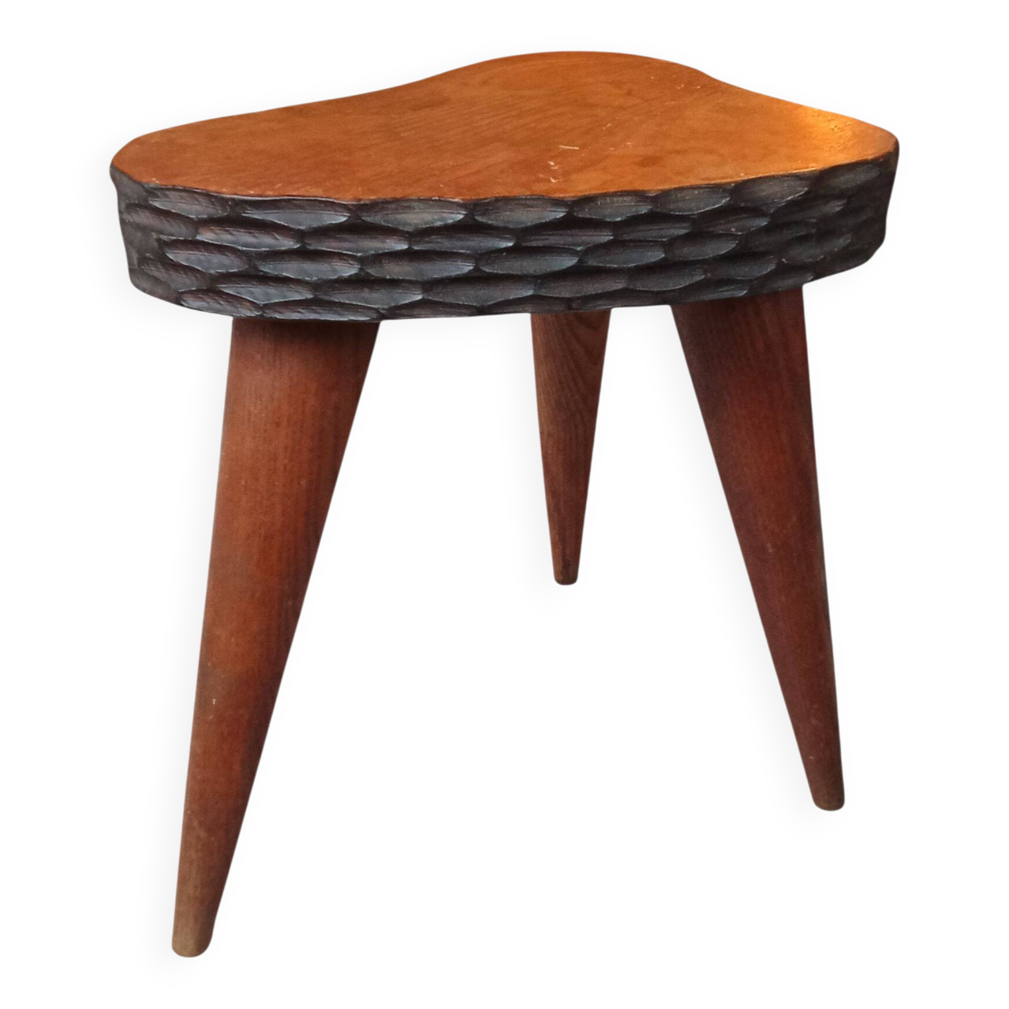 Antique Brutalist tripod stool