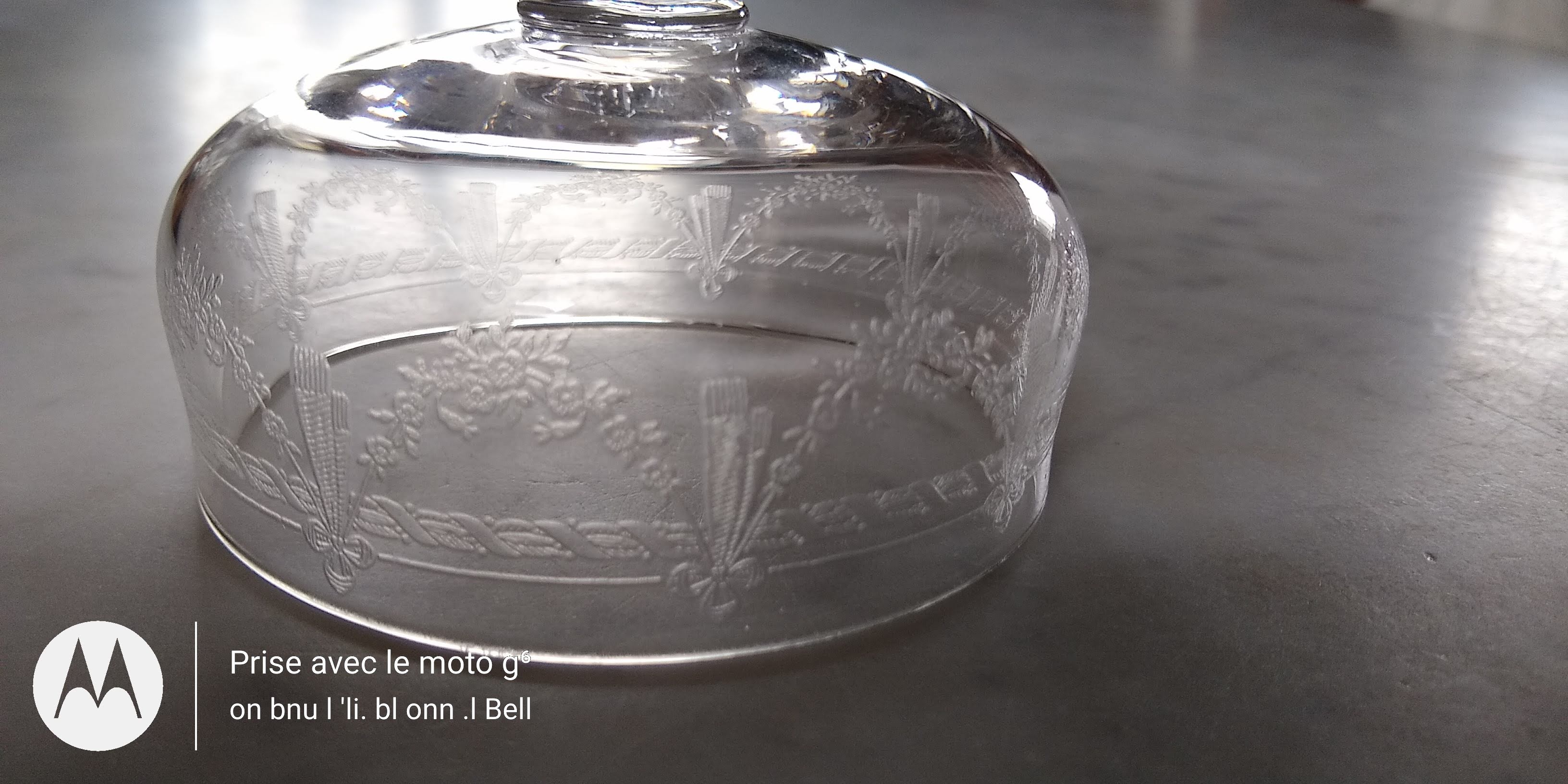 Louis XVI style engraved crystal champagne glass