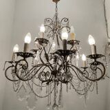 Large Macaroni Crystal Beaded Chandeliers Set of 2