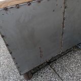 Antique workshop workbench, vintage, metal and wood