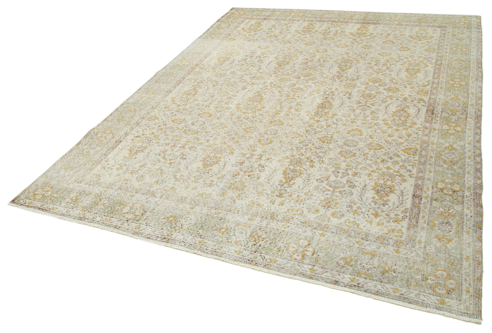 Tapis décoratif beige anatolien tissé à la main 206 cm x 286 cm