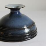Blue ringed vase by Rogier Vandeweghe for Perignem Belgium, 1960s.