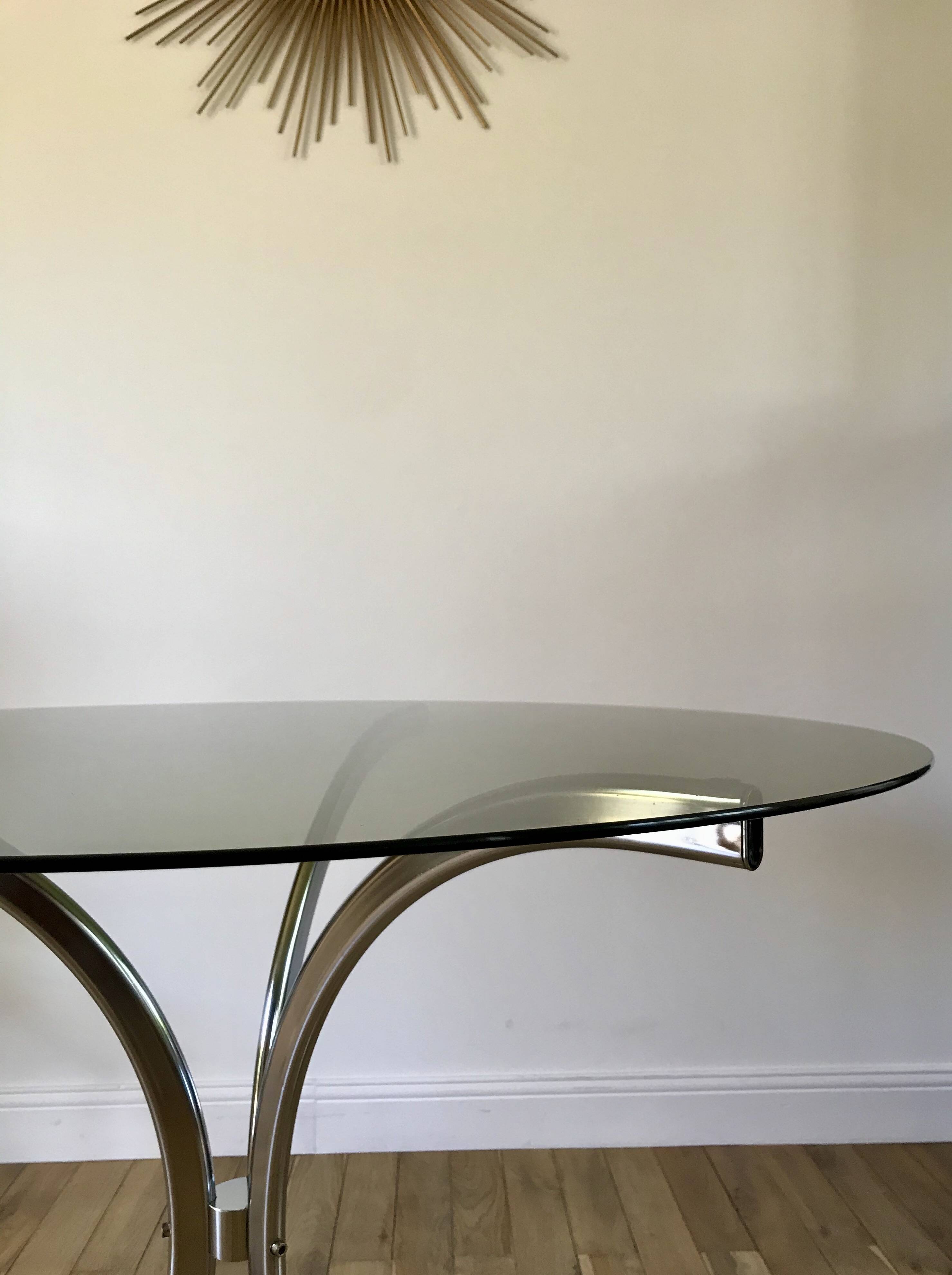 70s design chrome and smoked glass dining table