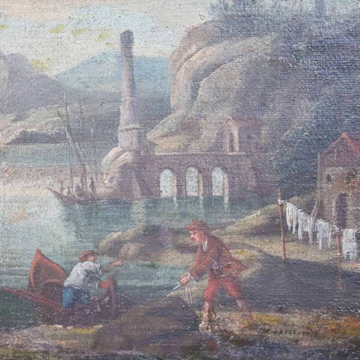 Coastal Landscape, Oil On Canvas, Italy, 18th Century