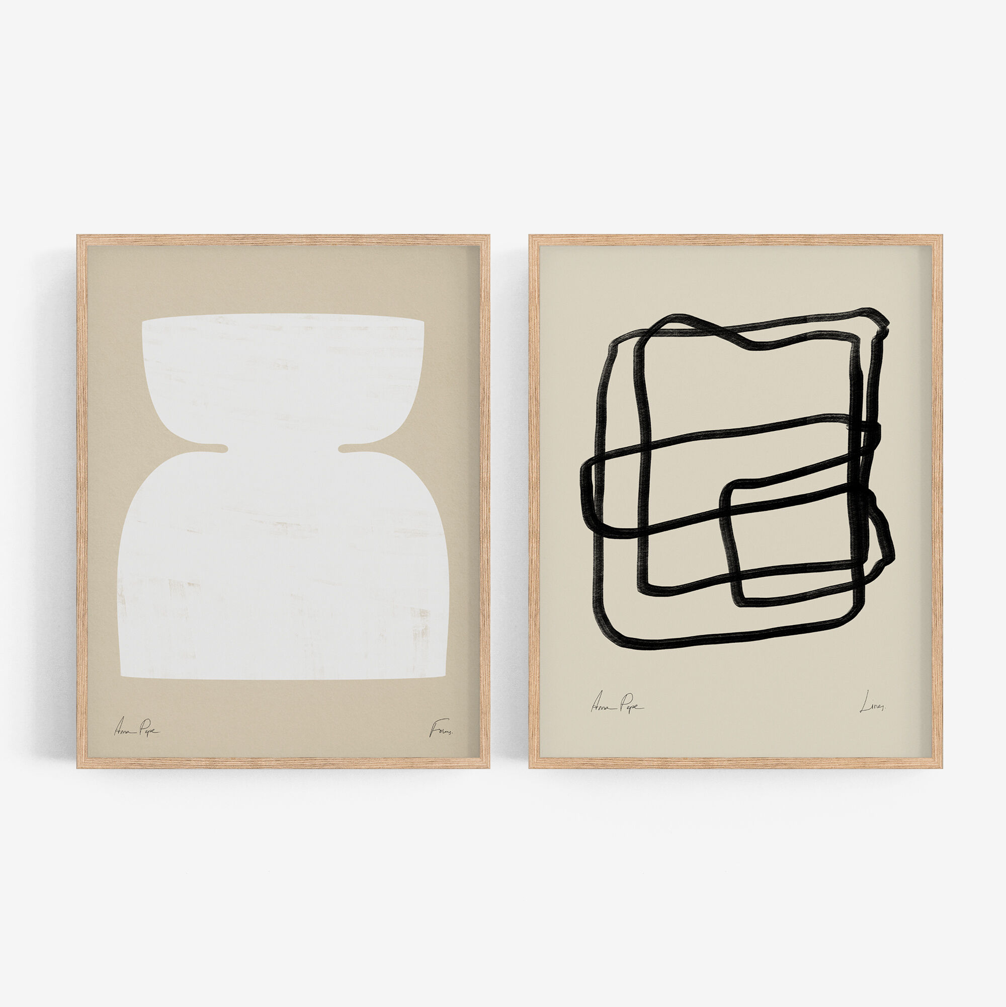 Pair of prints, abstract wall art set of two, 50x70cm