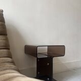 Smoked plexiglass side table/bedside table, M. Dumas for Roche Bobois 1970