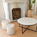 Circular Carrara marble coffee table 80 cm D